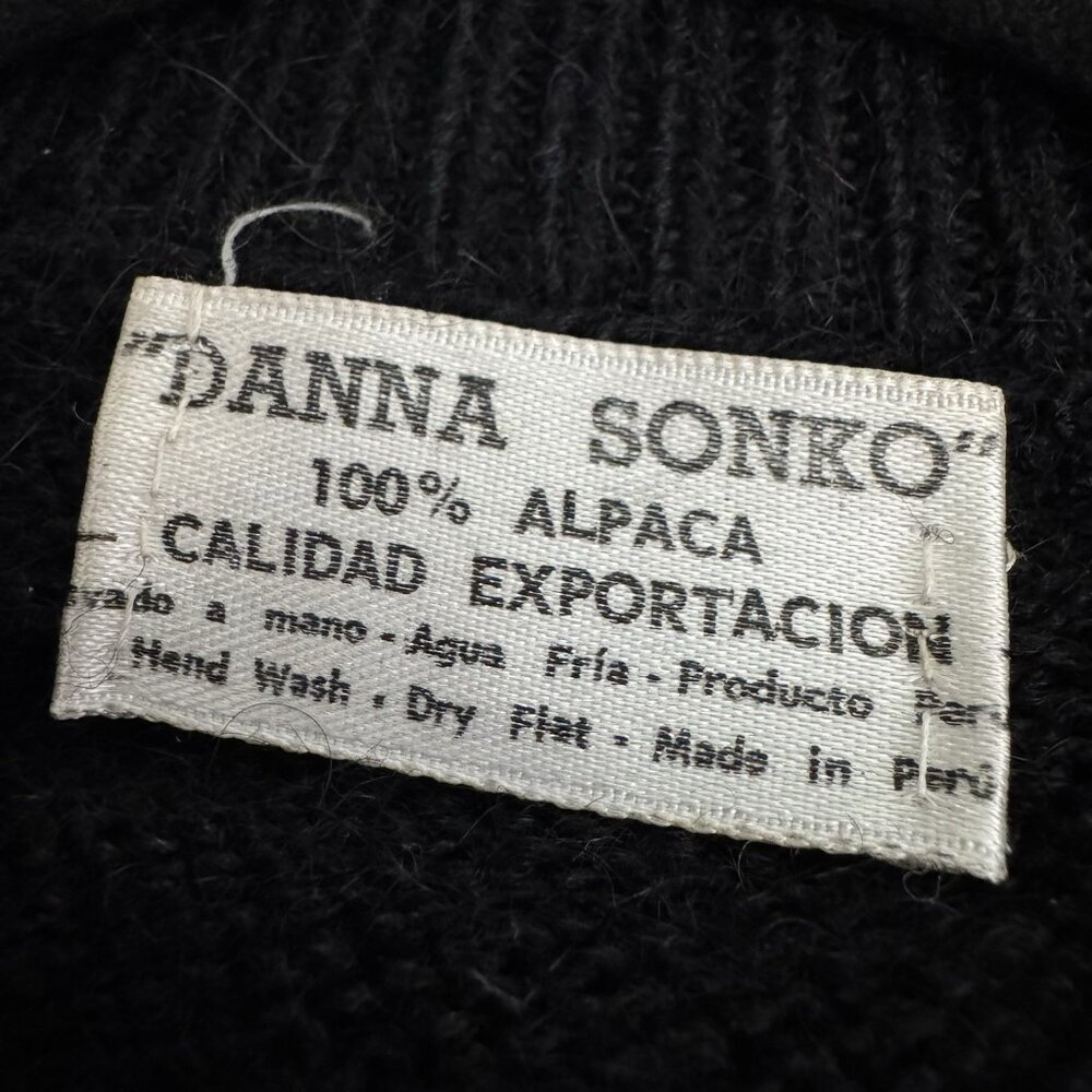 100% Alpaca Sweater Black Red Gray Argyle Peru Knit Pullover Danna Sonko - Picture 10 of 10